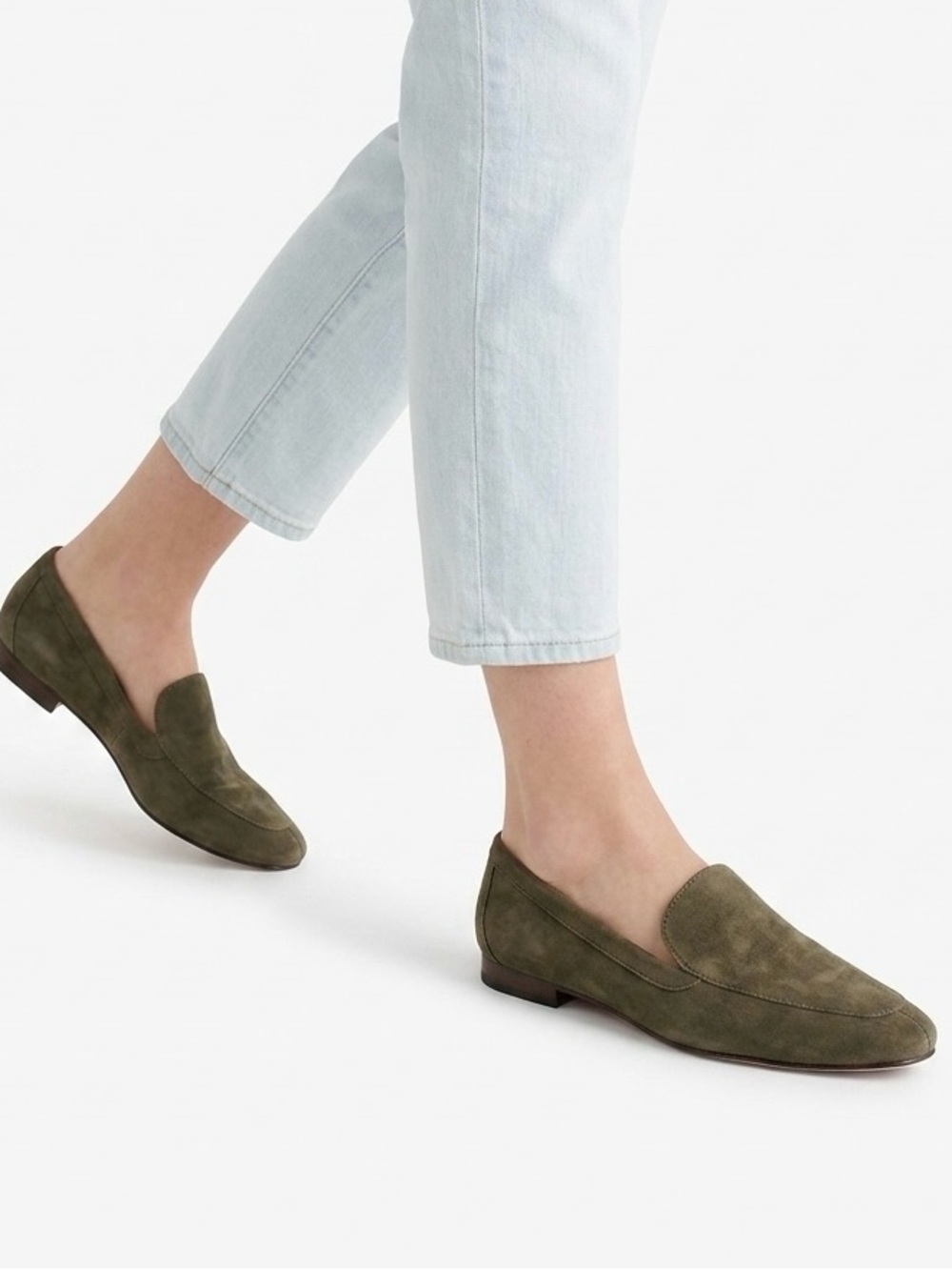 J.Crew Olive Green Suede Leather Loafer Flats | Women's Size 7